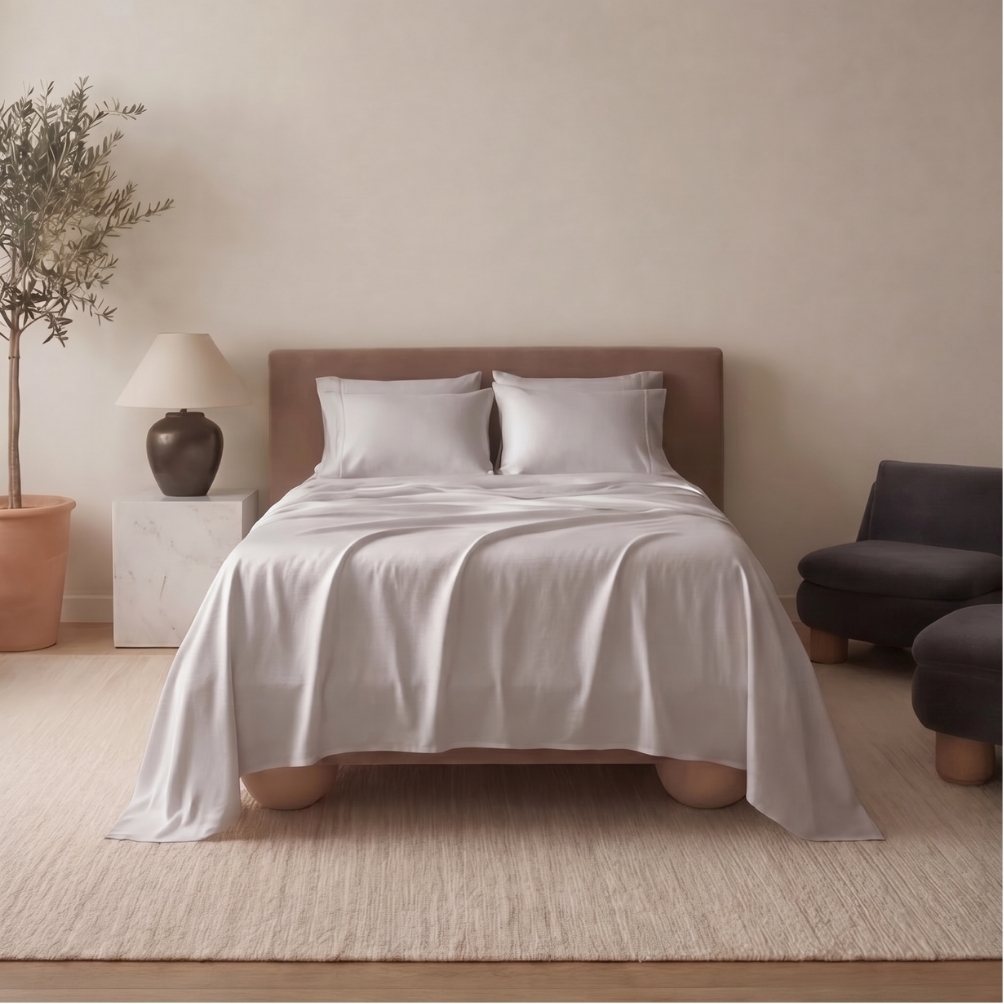 The Complete Sleep System - Bamboo Cooling Sleep Set styled on bed