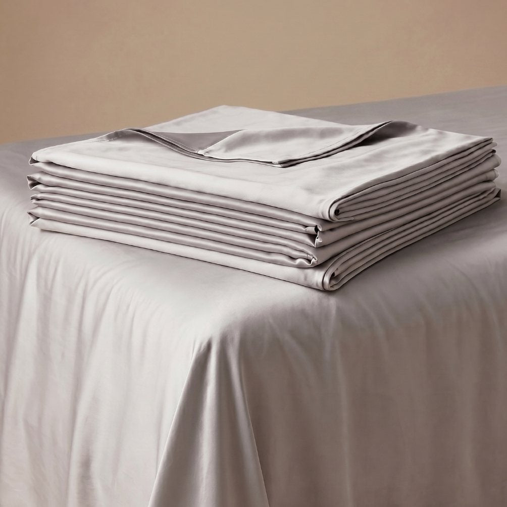 Bamboo Cooling Cover Double-Sided folded in light grey – 300TC bamboo viscose