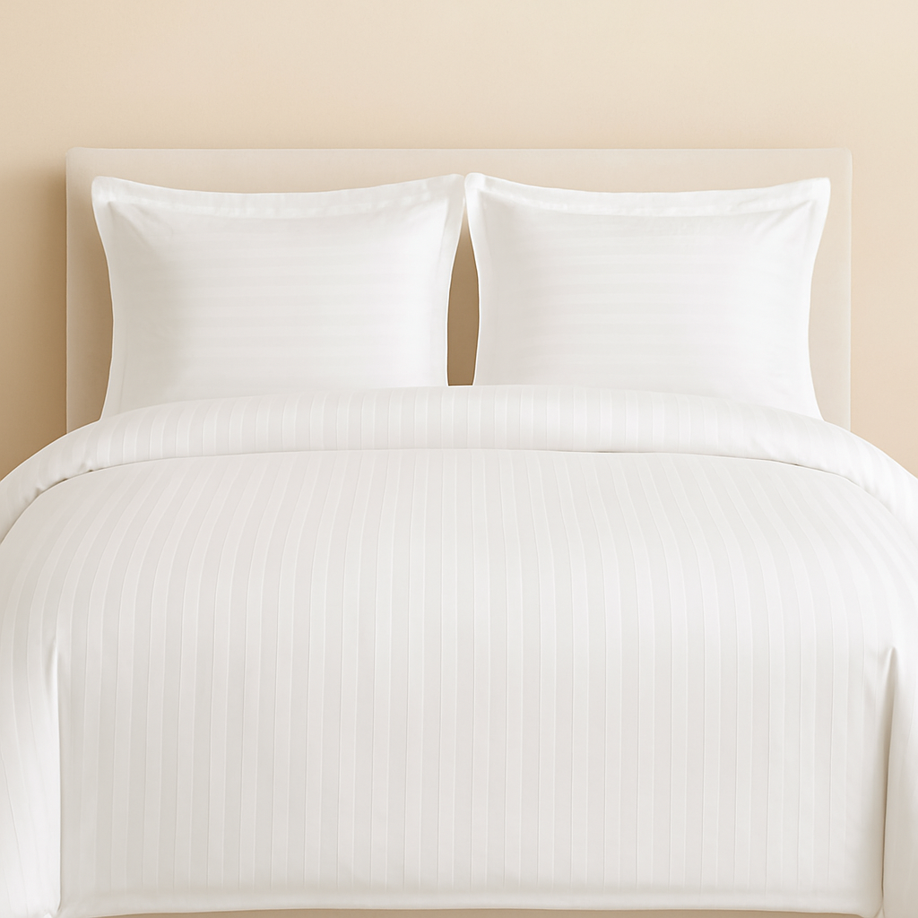 Cotton Bedset - White Stripe (300TC)