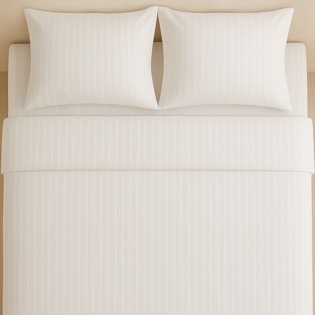 Cotton Bedset - White Stripe (300TC)