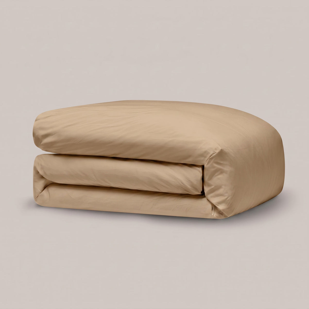 Beige 300TC cotton percale duvet cover, folded