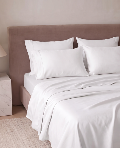 Bamboo Cooling Sleep Set in White - pillow arrangement