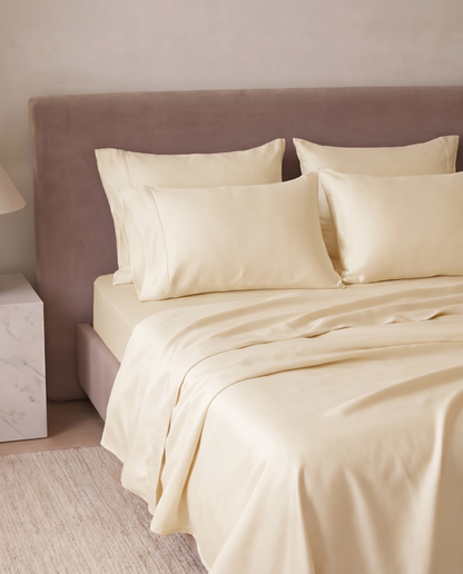 Bamboo Cooling Sleep Set in Cream - pillow arrangement