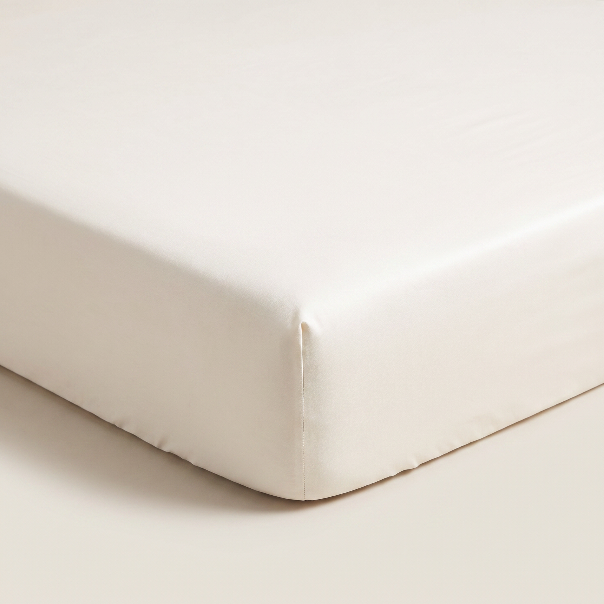 Bamboo Cooling Fitted Sheet in Cream - 300TC bamboo viscose sateen, 30cm deep corner